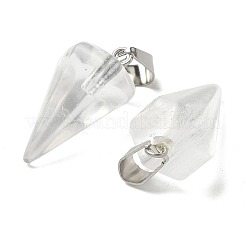 白いウォーターメロンストーンガラスチャーム  201ステンレススチール製金具付き  コーン  25x15mm  穴：4x7mm&nbsp;G-B127-13P-04