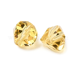 ガラス模造オーストリアクリスタルビーズ  ポリゴン  多面カット  ライトゴールデンロッドイエロー  9x9.5x9.5mm  穴：1.2mm&nbsp;GLAA-P071-02B-09