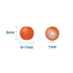 透明艶消しガラスビーズ  ラウンド  ミックスカラー  6~7x6mm  穴：1mm  約100個/袋&nbsp;FGLA-TA0001-01-6mm