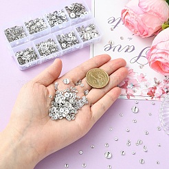 1100個、5種類のファセット透明ガラスビーズ  フラットラウンド  透明  3~8x1.5~3.5mm  穴：0.8~1.6mm&nbsp;GLAA-YW0005-74