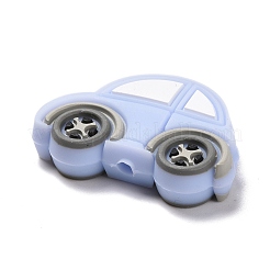 シリコーン焦点ビーズ  車  ライトスチールブルー  21.5x32x8mm  穴：2.5mm&nbsp;SIL-A002-06C