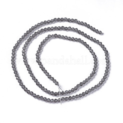 ガラスビーズ連売り  多面カット  ラウンド  グレー  1.5~2x2mm  穴：0.2mm  約178~186個/連  14.5~15.5インチ（36~39cm）&nbsp;G-F596-47M-2mm