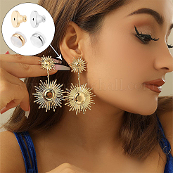 24個6スタイルのシリコンイヤーナット  ベルトピアスバックキャッチ  真鍮パーツ  プラチナ·ゴールデン  6~7.5x5~8mm  穴：0.7mm  4個/スタイル&nbsp;SIL-BBC0001-05