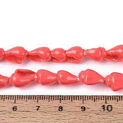 スプレー塗装された天然の螺旋貝ビーズ連売り  シェル形状  トマト  6.5~12x4.5~8x4~7mm  穴：2mm  約188個/連  61.10''（155.2センチメートル）&nbsp;X1-BSHE-G039-08F