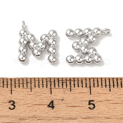 真鍮チャーム  カドミウムフリー＆ニッケルフリー＆鉛フリー  文字チャーム  プラチナ  12x10x2mm  穴：1mm&nbsp;KK-S368-16P-M