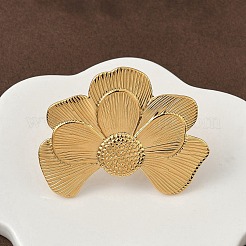 女性用304ステンレススチールカフオープンリング  椿の形  ゴールドカラー  花：32x43mm&nbsp;RJEW-F195-03G