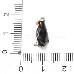 合金エナメルチャーム  3Dペンギンチャーム  プラチナ  ブラック  15.5x8x6.5mm  穴：1.3mm&nbsp;AL-CBA7F7E-04G