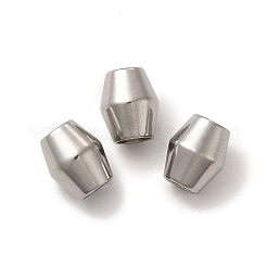 変色しない201ステンレススチールビーズ  双円錐形  ステンレス鋼色  9x7.3mm  穴：4mm&nbsp;STAS-M089-07P