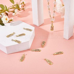 10個真鍮マイクロパヴェキュービックジルコニアペンダント  18KGP本金メッキ  長持ちメッキ  聖母マリア  カラフル  27.5x10x2.5mm  丸カン：5x1ミリ  3mm内径&nbsp;KK-SZ0001-84
