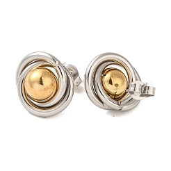 女性用リング＆ラウンド 304 ステンレススチール スタッド イヤリング  ゴールデン·ステンレス鋼色  14x15.5mm&nbsp;X-EJEW-U003-19