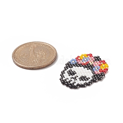 手作りの日本の種織機模様 シード ビーズ  ハロウィンテーマのペンダント  カラフル  スカル模様  31x25x1.8mm  穴：1.6mm&nbsp;PALLOY-MZ00067-01