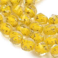 樹脂とガラスビーズの連  二層ビーズ  ツイスト  グリッターパウダー付き  多面カット  きいろ  10x8~9.5mm  穴：0.6mm  約48~50個/連  19.88''（50.5cm）〜19.96''（50.7cm）&nbsp;GG-CBA48D8-01A