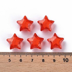 透明なアクリルビーズ  二層ビーズ  多面カット  スター  レッド  14x15x8.5mm  穴：2mm  約518個/500g&nbsp;TACR-S152-02A-712