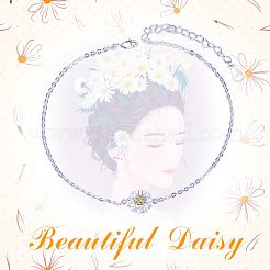 トレンディな925スターリングシルバーのアンクレット  デイジーの花付き  銀  210mm&nbsp;JA02A