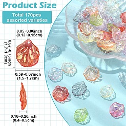 秋のテーマ透明アクリル ペンダント  ABカラー  葉のチャーム  ミックスカラー  17~19x15~17x4~5mm  穴：1.2~1.5mm  170pc&nbsp;TACR-YW0003-50