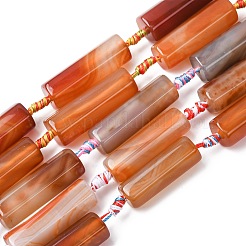 天然石赤瑪瑙ビーズ連売り  染め＆加熱  コラム  多面カット  36~42x12~14x13~15mm  穴：2.5mm  約8個/連  15.35''~16.54''（39~42センチメートル）&nbsp;G-P605-J01-01