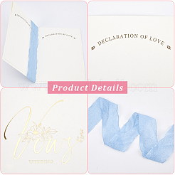 紙の結婚式の誓いのカード  プラスチックの鍵とオーガンジーのリボン付き  ライトスカイブルー  200x139x1mm&nbsp;AJEW-WH0258-902B