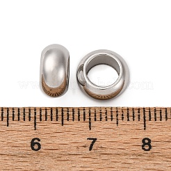 304ステンレススチールヨーロピアンビーズ  大穴ビーズ  ロンデル  ステンレス鋼色  10x5mm  穴：6mm&nbsp;STAS-P397-01B-P