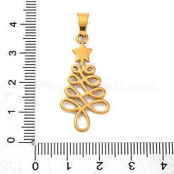 304ステンレスペンダント  スター付きクリスマスツリー  ゴールドカラー  33x16x2mm  穴：7x4mm&nbsp;LS-STAS-P209-45G
