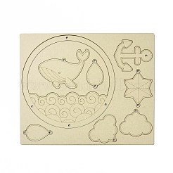 DIYクジラ風鈴作りキット  1個の木板入り  1枚のカードの綿糸と1本のプラスチックの編み針  クラフトを描く子供たちのために  ミックスカラー  糸と針：ランダムな色&nbsp;DIY-A029-05