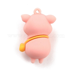 PVCペンダント  DIYキーチェーン作成用  バッグ付き豚  ピンク  44x28x21mm  穴：2.5mm&nbsp;FIND-B002-03
