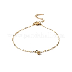304ステンレススチール製ラウンドボールタッセルダップチェーンアンクレット（女性用）  ゴールドカラー  8-5/8インチ（220mm）&nbsp;AJEW-G070-01G