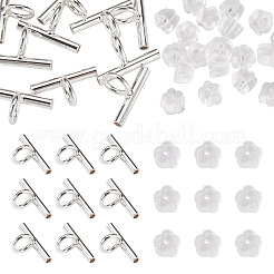真鍮チューブベイル  ループベイル  プラスチック製のピアスキャッチで  チューブ  銀  8x13x6mm  穴：4mm&nbsp;DIY-TA0014-37B-S