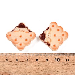 不透明樹脂デコデンカボション  ビスケットとクマ  模造食品  砂茶色  30x30x8.5~9mm&nbsp;RESI-N039-126