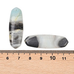 ナチュラルフラワーアマゾナイトペンダント  楕円形のチャーム  39.5~40x13.5~14x4~4.5mm  穴：1.2mm&nbsp;G-K381-17C