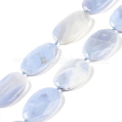 天然石ブルーレースアゲートビーズ連売り  ナゲット  32~40x21~22x5~8mm  穴：1mm  約12個/連  15.83~16.34''（40.2~41.5センチメートル）&nbsp;G-H006-A01-02
