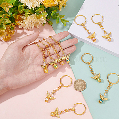 10 ピース 10 色チベット スタイル合金 angeltee と abs プラスチック模造真珠ビーズ チャーム キーホルダー  ゴールドの鉄製スプリットキーリング付き  ミックスカラー  7.3cm  1pc /カラー&nbsp;KEYC-PH01510