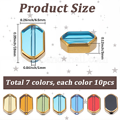 70個14袋7色のガラスビーズ  エッジメッキ  長方形  ミックスカラー  10x6.5x3mm  穴：1mm  5個/袋  2袋/色&nbsp;GLAA-SC0003-38