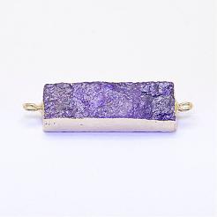 電気めっきされた天然ドルジーzyリンク/コネクター  ゴールドカラー  長方形  ミックスカラー  30~45x8~9x4.5~7.5mm  穴：2mm&nbsp;G-G656-02