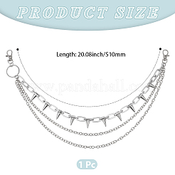 ユニセックスリベット合金1層ウエストチェーンベルト3本  プラチナ  510mm&nbsp;AJEW-CY0002-26P