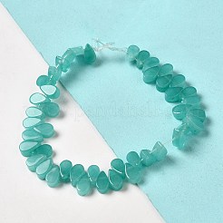 天然石アマゾナイトビーズ連売り  ティアドロップ  トップ掘削  9~10x5~5.5x3.5~4mm  穴：0.7mm  約40~48個/連  7.09~7.28''（18~18.5cm）。&nbsp;G-B064-B05