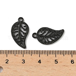 304ステンレスペンダント  リーフチャーム  イオンプレーティング（ip）  ブラック  20.5x11x2mm  穴：1.6mm&nbsp;STAS-Q362-08B-B