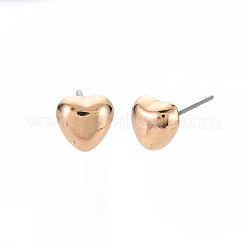 女性用ハートスタッドピアス  カドミウムフリー＆鉛フリー  ゴールド  7x7mm  ピン：0.6mm&nbsp;EJEW-S213-02A-01G-RS