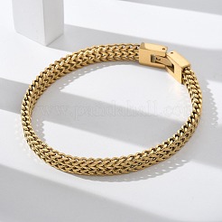 304ステンレススチール製ウィートチェーンブレスレット、女性用、男性用  18KGP本金メッキ  8インチ（20.2cm）&nbsp;STAS-N117-02G