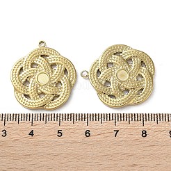 イオンプレーティング（IP）304ステンレススチールペンダントカンボションスラット  18KGP本金メッキ  花  27x24.5x2.5mm  穴：1.8mm&nbsp;STAS-C090-11B-G