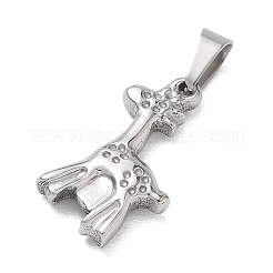 304ステンレスペンダント  キリンチャーム  プラチナ  19x12x3mm  穴：6x3mm  適合：0.5mm。&nbsp;STAS-B141-01A-P
