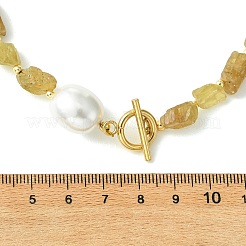 未加工の天然イエローアパタイトネックレス  天然バロックパールケシパール  ナゲット  ゴールドカラー  16.14インチ（41cm）&nbsp;NJEW-JN06638