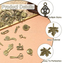 チベット風アロイペンダント30個  混合図形  アンティークブロンズ  12.5~38x5.5~24x1.5~3mm  穴：1~2mm&nbsp;FIND-YW0008-70