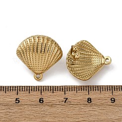 304ステンレススチールスタッドピアス金具  イオンプレーティング（ip）  シェル形状  カン付き  ゴールドカラー  19x19.5mm  穴：1.6mm  ピン：0.8mm&nbsp;X-STAS-A121-01G
