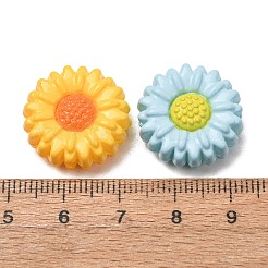 ツートンの不透明アクリルビーズ  ヒマワリ  ミックスカラー  20x8mm  穴：2.2mm&nbsp;AC-CBA655C-01