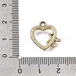 UVメッキ合金クリスタルラインストーンペンダント  ハートと蝶結びのチャーム  ゴールドカラー  16.5x16x3mm  穴：1.7mm&nbsp;RB-CBAD37D-25G