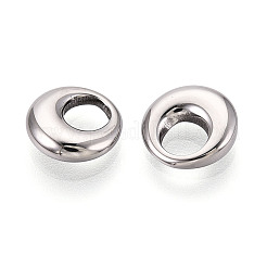 304ステンレススチールチャーム  フラットラウンド  ステンレス鋼色  9x3mm  穴：4mm&nbsp;STAS-T069-89P