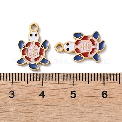 イオンプレーティング（IP）304ステンレスペンダント  エナメル  カメ  ゴールドカラー  17x11x1.5mm  穴：1.8mm&nbsp;LS-STAS-C083-07G-02