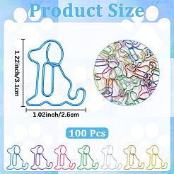 鉄製ペーパークリップ100個  ブックマークマーキングクリップ  ミックスカラー  31x26x1mm&nbsp;FIND-CP0002-79