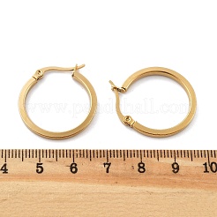 201 ステンレススチールフープピアス  304ステンレスピン付き  イオンプレーティング（ip）  ゴールドカラー  23.5mm&nbsp;EJEW-P304-14B-G