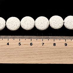 天然溶岩岩ビーズ連売り  染め  フラットラウンド  フローラルホワイト  12~12.5x5~6mm  穴：1.2mm  約32個/連  15.75''（40センチメートル）&nbsp;G-I034-A01-01B